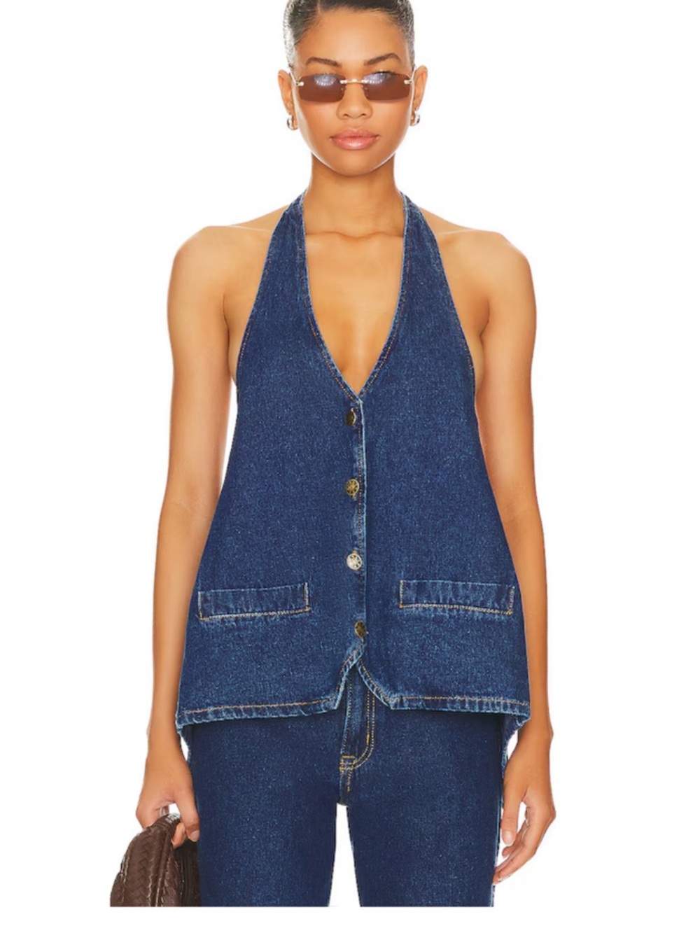 Lioness Hills Halter Top in Dark Denim